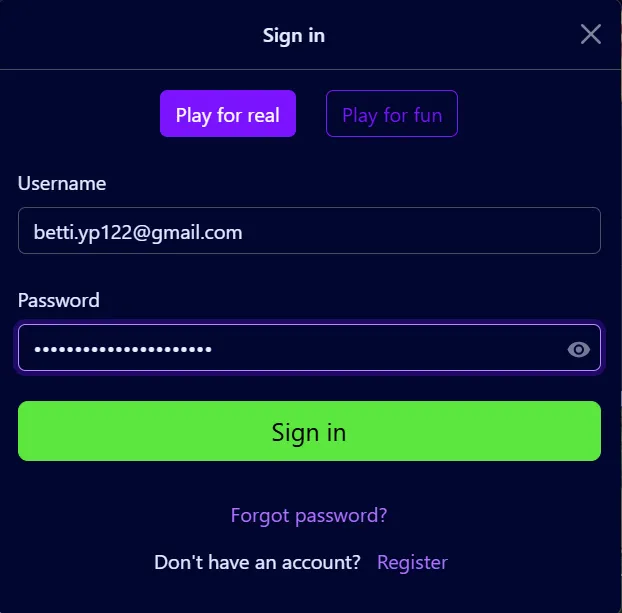 Royal Planet Casino login process